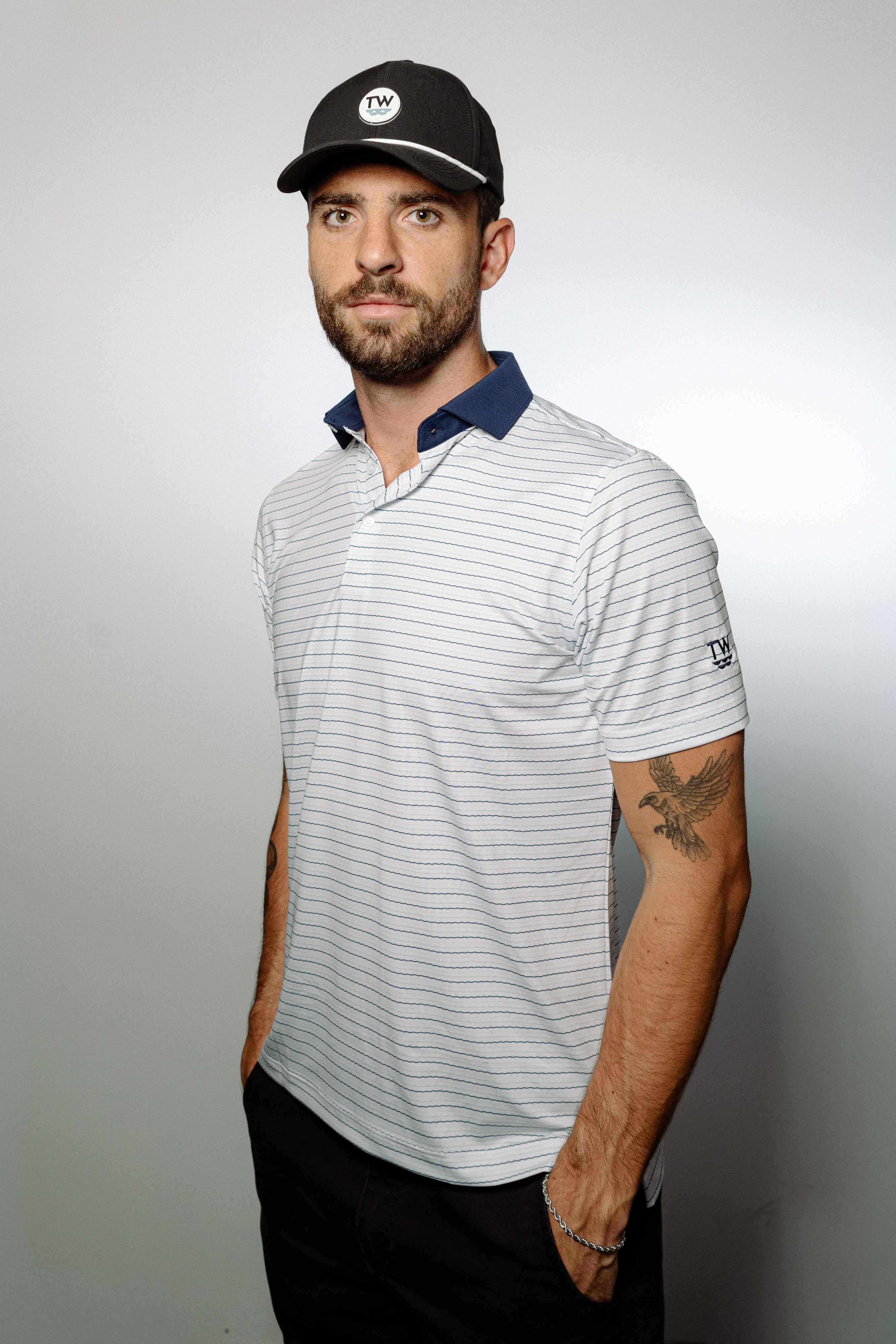 The Kings Tide Mens Polo - Blue Stripe
