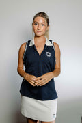 Rhone Course to Court Women's Sleeveless Zip Polo - Navy