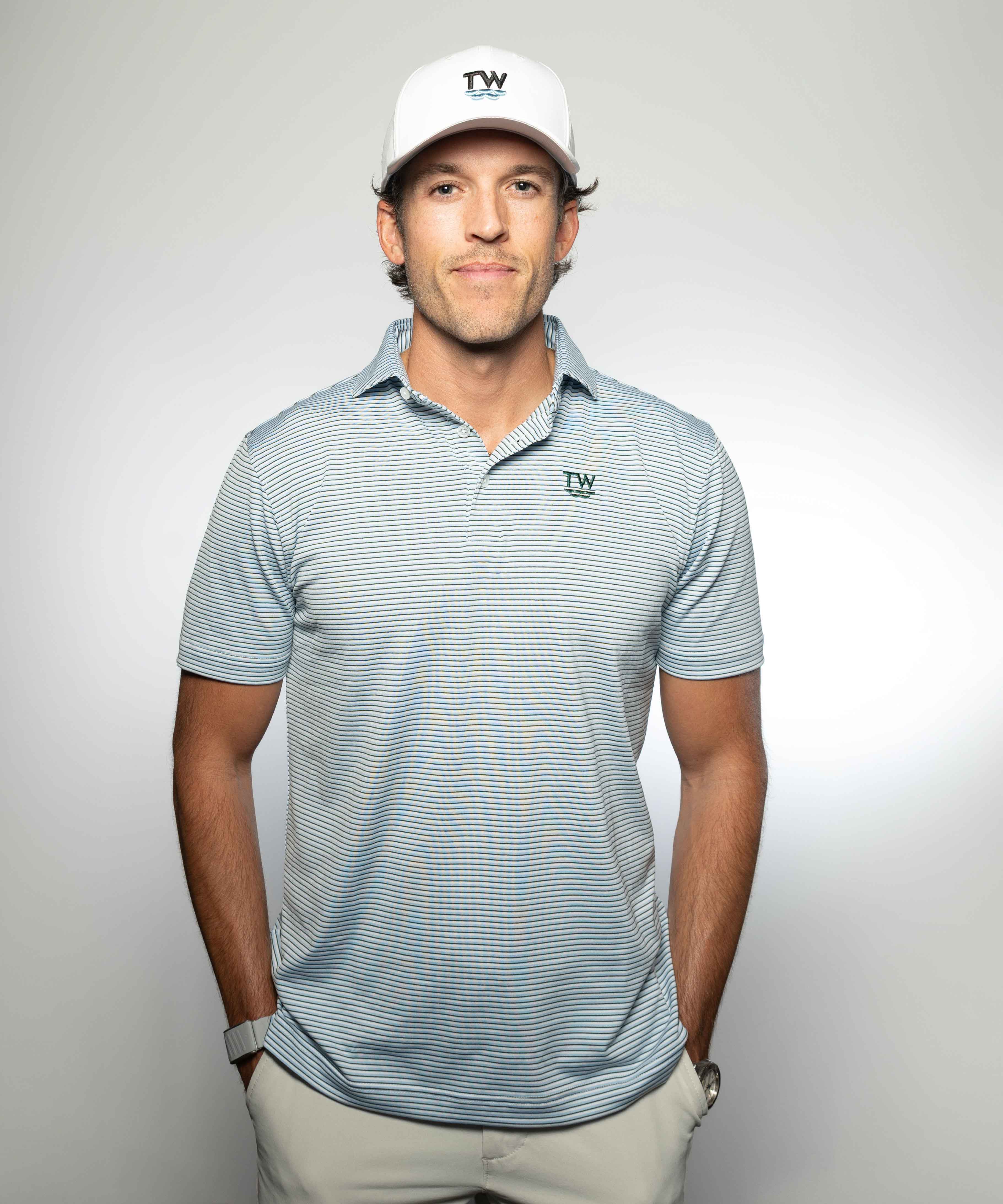 The Rutledge Mens Polo - Blue/Green Stripe